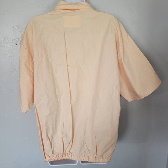 GM Parts Vintage Large Peach Zip Up Shirt Jacket Short Sleeve Utility Oversized - Picture 6 of 7